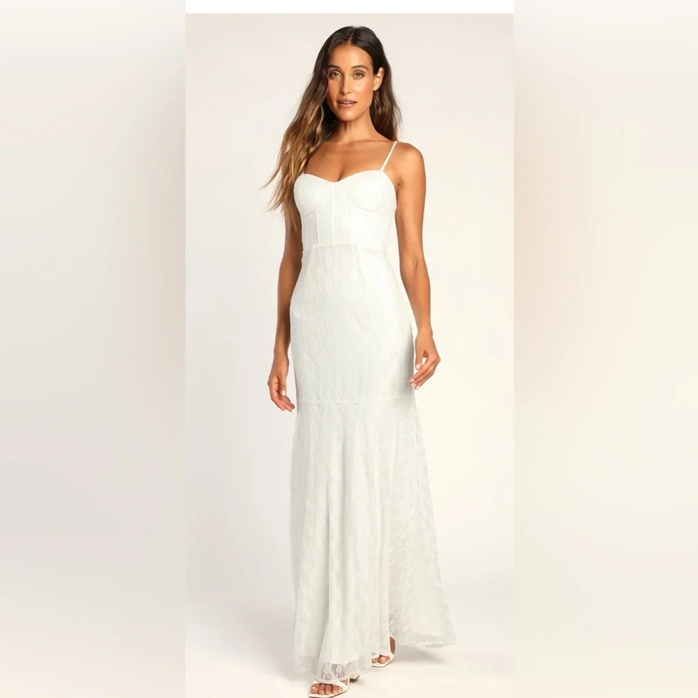 Lulu's Elegant Strapless Cream Dress - Picture 2 of 8